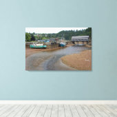 Lage getijden op de baai van Fundy op St. Martins, Canvas Afdruk (Insitu (Houten vloer))