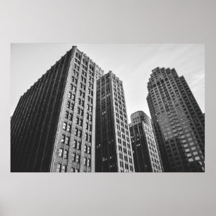 LAGE GRAYSCHALE HOTOGRAFIEK VAN HOOGSE GEBOUWD POSTER