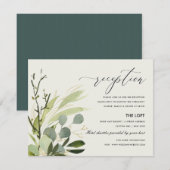 LAGE GROENE FOLIAGE WATERVERF WEDDING ONTVANGST INFORMATIEKAARTJE (Voorkant / Achterkant)