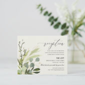 LAGE GROENE FOLIAGE WATERVERF WEDDING ONTVANGST INFORMATIEKAARTJE (Staand voorkant)