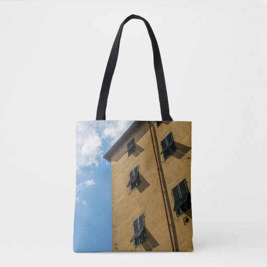 LAGE HOOGHOTOGRAFIE VAN HET VENSTER BROWN LOUVER TOTE BAG (Voorkant)