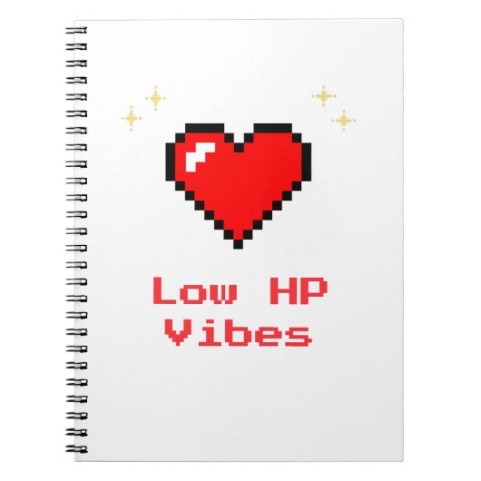 Lage HP Vibes – Pixel Heart Gamer Notitieboek (Voorkant)