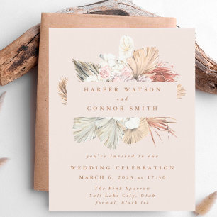 Lage kosten, grote Pampas Grass Wedding Invite
