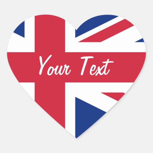 Lage kosten Union Jack Naam Tag Romantisch Hart Sticker (Voorkant)