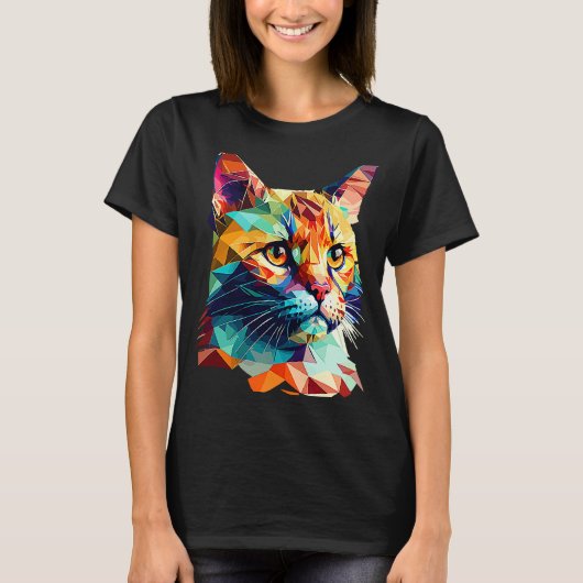 Lage Poly Cat T-shirt (Voorkant)
