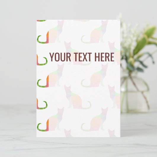 Lage Poly Kleurrijke Kat Patroon Aankondiging (Staand voorkant)