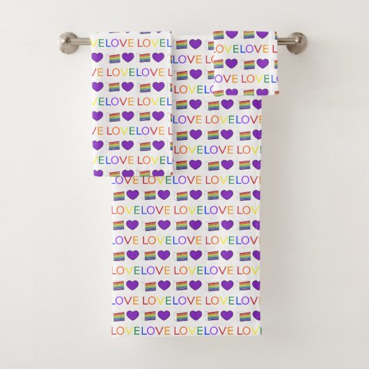 LAGE regenboogpride lade plak Paars hart Bad Handdoek (Insitu)