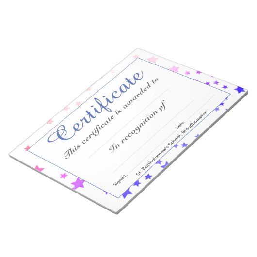 Lage schoolvaarbevoegdheidsbladen notitieblok (Schuin)