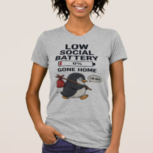 Lage Sociale Batterij 0% Naar Huis T-Shirt