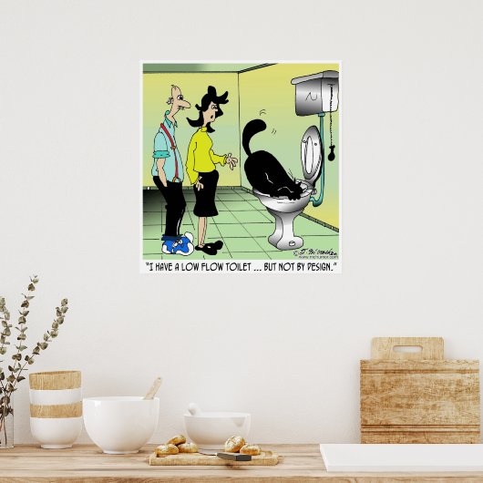 Lage-stroomtoiletten en katten poster (Keuken)
