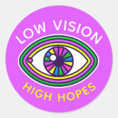 Lage visie, hoge hoop aangepaste oogblindheid ronde sticker (Voorkant)