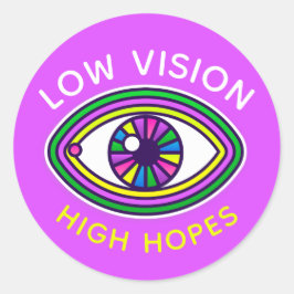 Lage visie, hoge hoop aangepaste oogblindheid ronde sticker