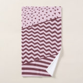 Lagen - Donkerrood en Bord Roze - Handdoekset Bad Handdoek (Handdoek)