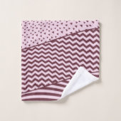 Lagen - Donkerrood en Bord Roze - Handdoekset Bad Handdoek (Wasdoekje)