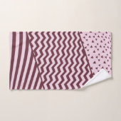 Lagen - Donkerrood en Bord Roze - Handdoekset Bad Handdoek (Handdoek)