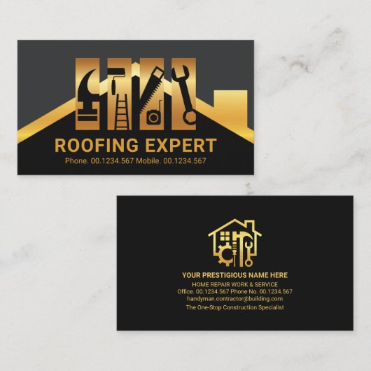 Lagen Gold Rooftop Handyman Tool Visitekaartje (Voorkant / Achterkant)