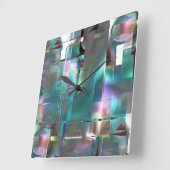 Lagen gradiënt groen tot kleurrijk in lichtneon vierkante klok (Hoek)