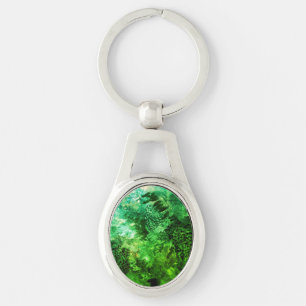 Lagen groene kristallen sleutelhanger