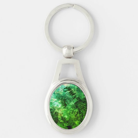 Lagen groene kristallen sleutelhanger (Voorkant)