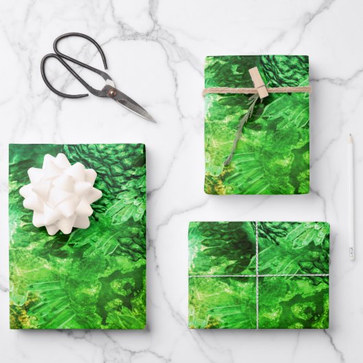 Lagen van Groene Kristallen Inpakpapier Vel (Voorkant)