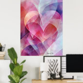 Lagen van Liefde - Abstracte Roze Harten Poster (Thuiskantoor)