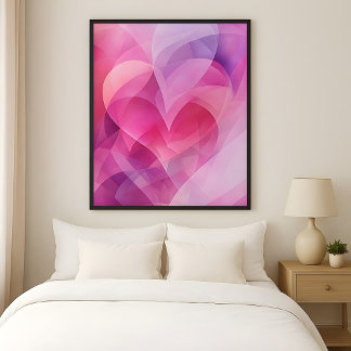 Lagen van Liefde - Abstracte Roze Harten Poster
