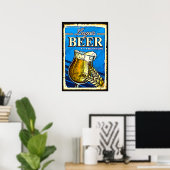 Lager Bier Glas Blauw Poster (Thuiskantoor)