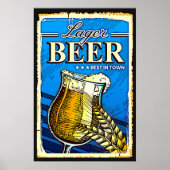 Lager Bier Glas Blauw Poster (Voorkant)