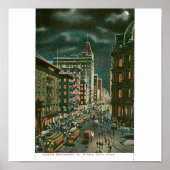 Lager Broadway by Night, New York Poster (Voorkant)