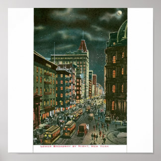 Lager Broadway by Night, New York Poster