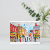 Lager geïnspireerd druk straatscène schilderval briefkaart (Staand voorkant)