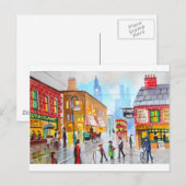 Lager geïnspireerd druk straatscène schilderval briefkaart (Voorkant / Achterkant)