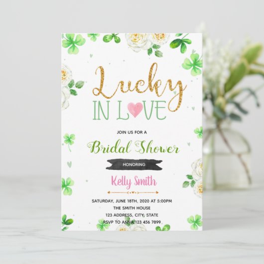 Lager geluk in liefdesuitnodiging kaart (Staand voorkant)