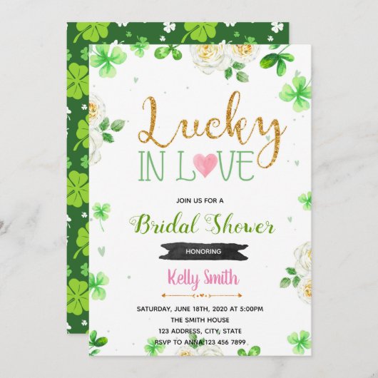 Lager geluk in liefdesuitnodiging kaart (Voorkant / Achterkant)