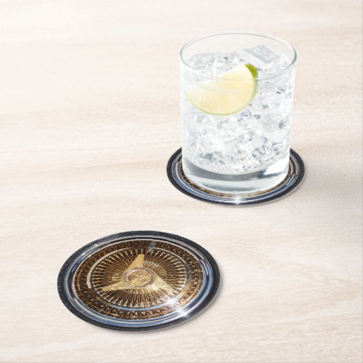 Lager - goudwielen met lage ringbanden ronde kartonnen onderzetter (Insitu)