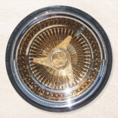 Lager - goudwielen met lage ringbanden ronde kartonnen onderzetter (Voorkant)