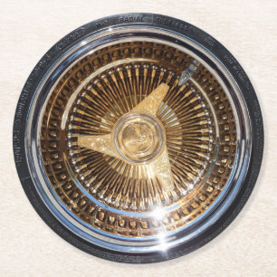 Lager - goudwielen met lage ringbanden ronde kartonnen onderzetter