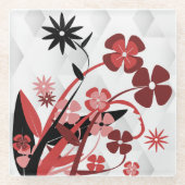 Lager grafisch in rood en zwart glazen onderzetter (Voorkant)