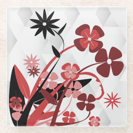 Lager grafisch in rood en zwart glazen onderzetter (Voorkant)