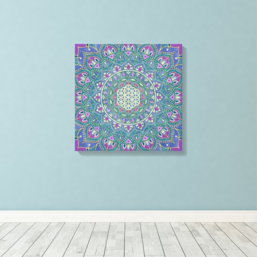 Lager leven - Mandala India Style 1 Canvas Afdruk (Insitu (Houten vloer))