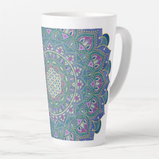 Lager leven - Mandala India Style 1 Latte Mok (Rechterhoek)