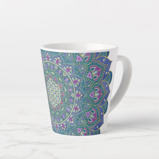 Lager leven - Mandala India Style 1 Latte Mok (Rechterhoek)