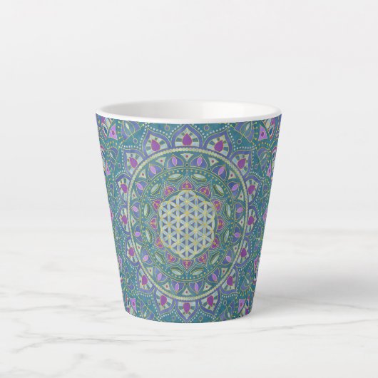 Lager leven - Mandala India Style 1 Latte Mok (Voorkant)