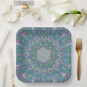 Lager leven - Mandala India Style 1 Papieren Bordje