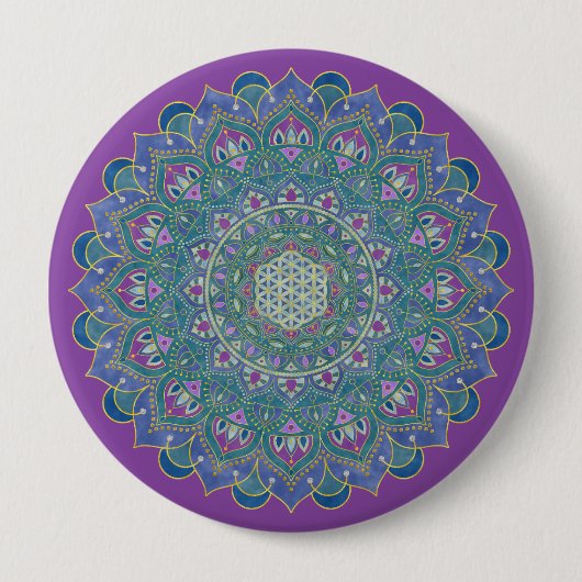 Lager leven - Mandala India Style 1 Ronde Button 4,0 Cm (Voorkant)
