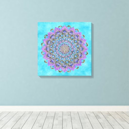 Lager leven - Mandala India Style 2 Canvas Afdruk (Insitu (Houten vloer))