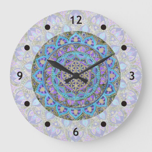 Lager leven - Mandala India Style 2 Grote Klok (Voorkant)