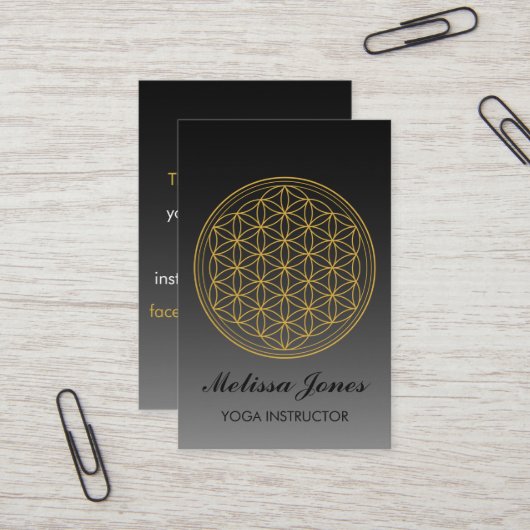 Lager levenssymbool Yoga Bussines Card Visitekaartje (Voorkant / Achterkant in situ)