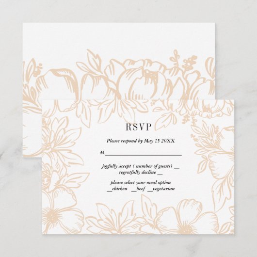 Lager lijst elegant bruiloft RSVP-kaart RSVP Kaartje (Voorkant / Achterkant)