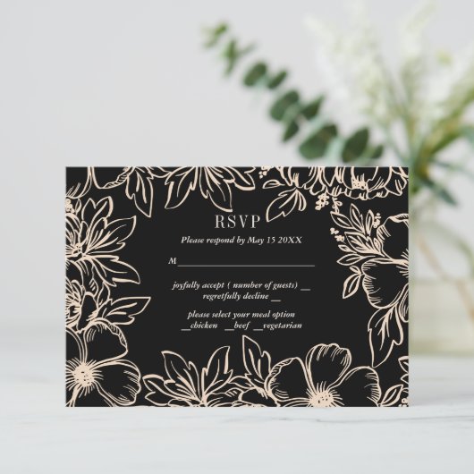 Lager lijst elegant bruiloft zwart RSVP (Staand voorkant)